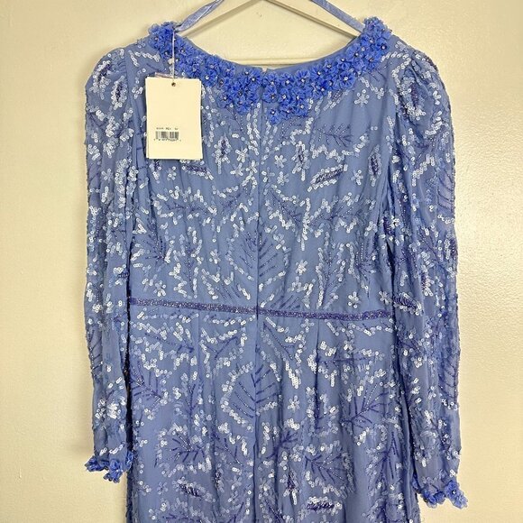 MAC DUGGAL Embellished Sheath Midi-Dress in Periwinkle Size US 12 NWT - Picture 12 of 15